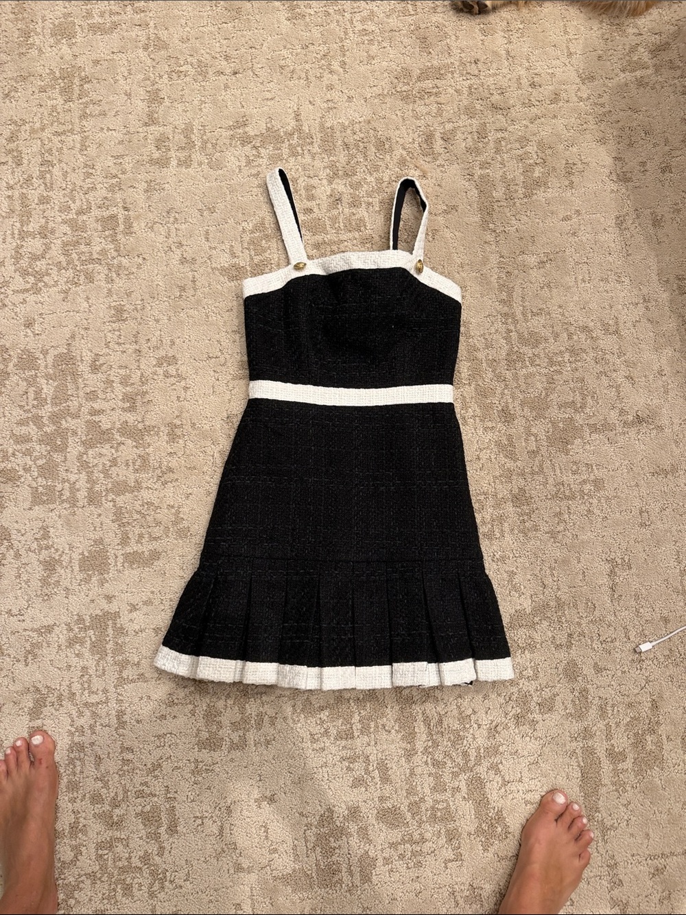 Alice + Olivia Black Mini Dress with White Trim